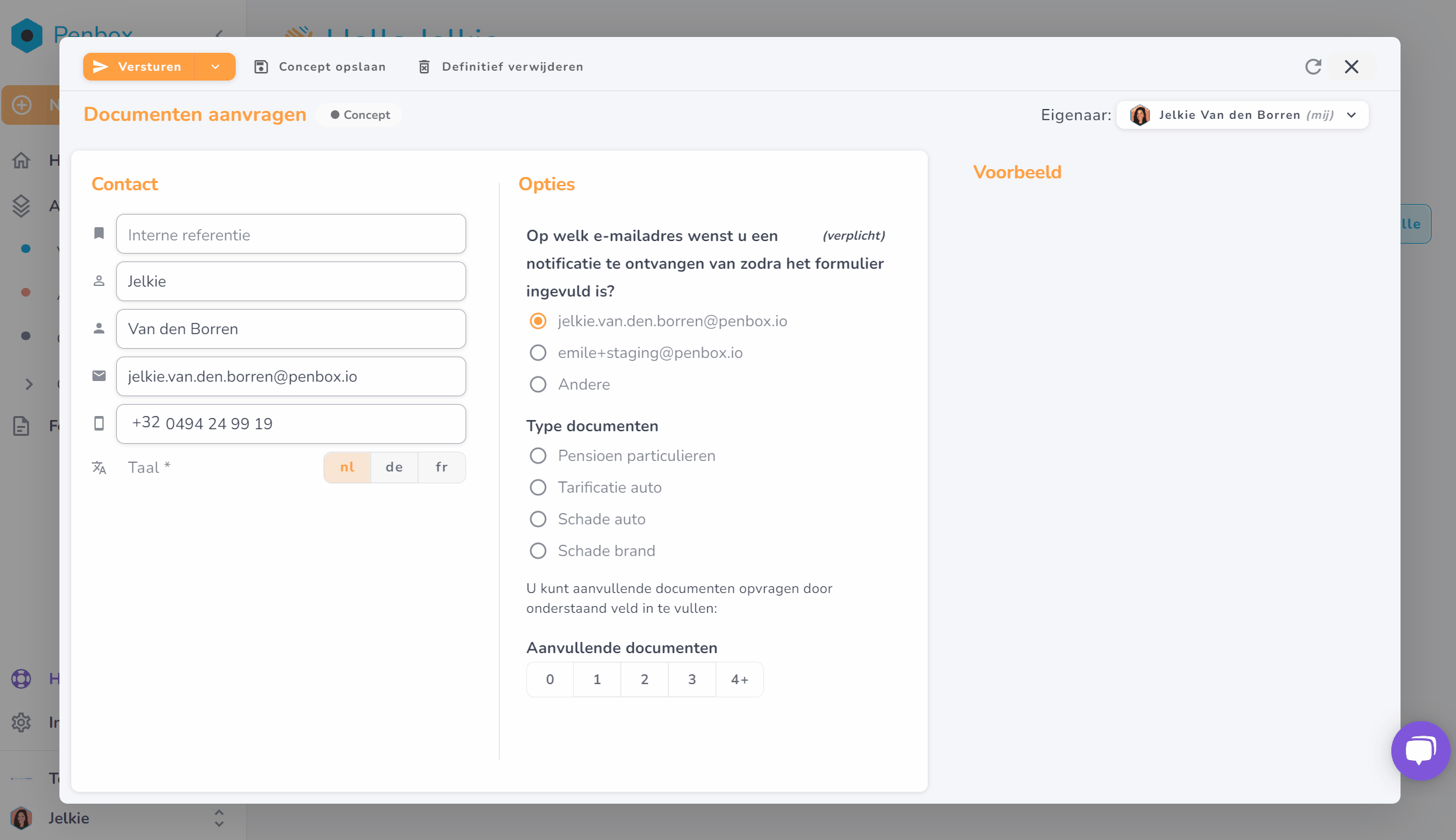 Options in Request interface NL
